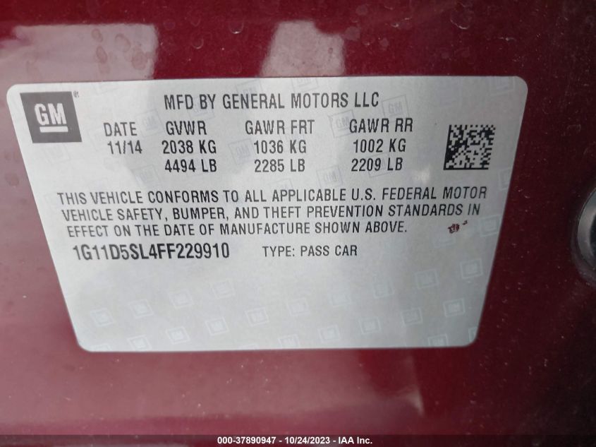 2015 CHEVROLET MALIBU LT - 1G11D5SL4FF229910