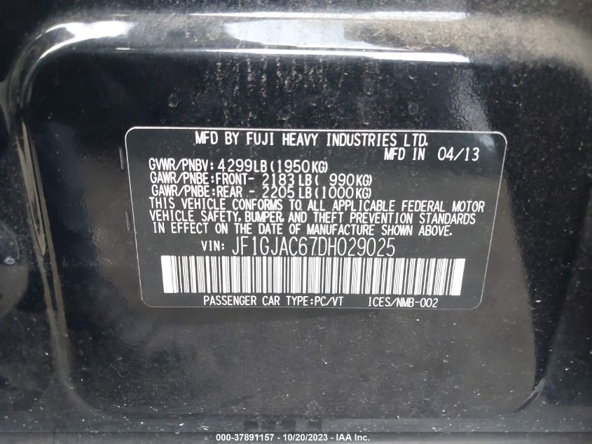 2013 SUBARU IMPREZA SEDAN PREMIUM JF1GJAC67DH029025