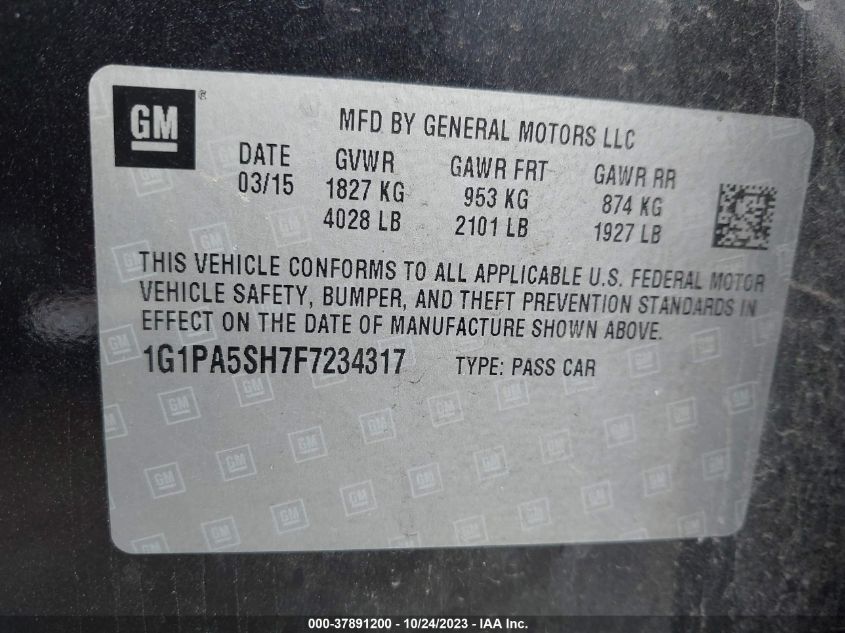 2015 CHEVROLET CRUZE LS - 1G1PA5SH7F7234317