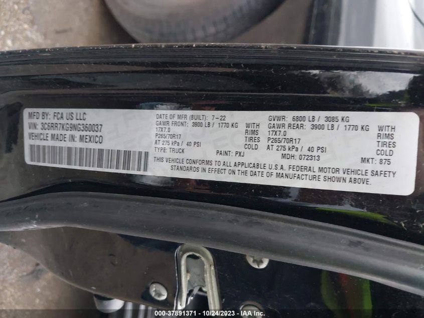 2022 RAM 1500 CLASSIC TRADESMAN - 3C6RR7KG9NG360037