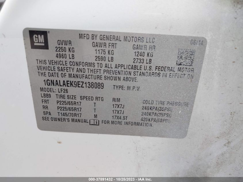 2014 CHEVROLET EQUINOX LS - 1GNALAEK9EZ138089