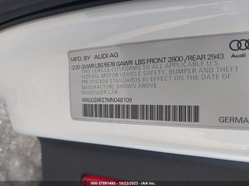 2021 AUDI A7 PREMIUM PLUS S-LINE - WAUU2AF27MN048109