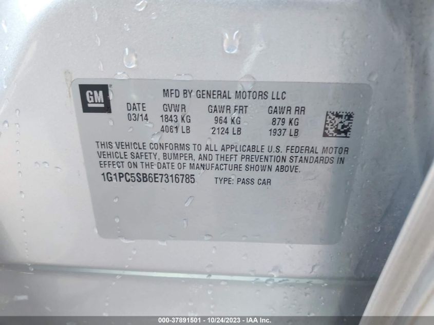 2014 CHEVROLET CRUZE 1LT - 1G1PC5SB6E7316785
