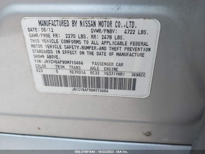 2013 INFINITI G37 JOURNEY - JN1CV6AP9DM710464