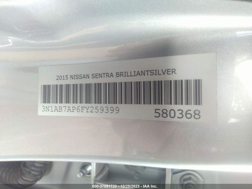 2015 NISSAN SENTRA SR - 3N1AB7AP6FY259399