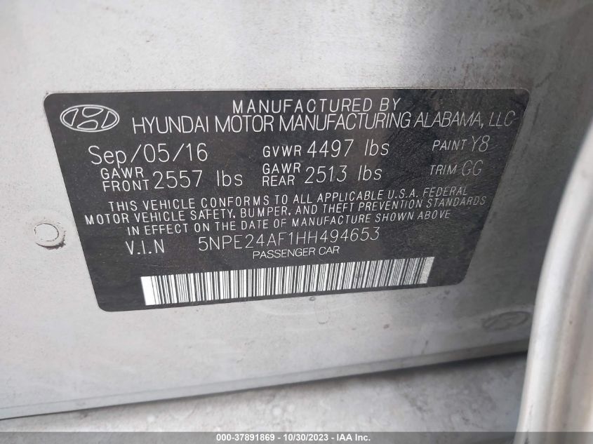 2017 HYUNDAI SONATA 2.4L - 5NPE24AF1HH494653