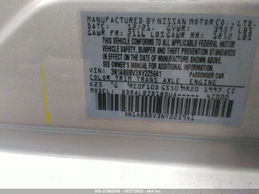 2022 NISSAN SENTRA S - 03N1AB8BV3NY22594