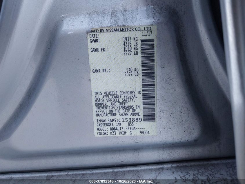 2018 NISSAN ALTIMA 2.5/S/SV/SL/SR - 1N4AL3AP5JC153889