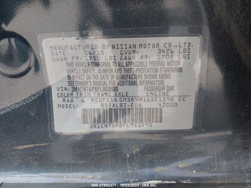 2015 NISSAN VERSA SV - 3N1CN7AP8FL953590