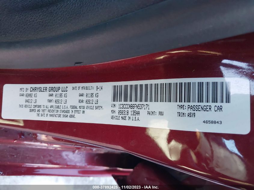 2015 CHRYSLER 200 LIMITED - 1C3CCCAB6FN537171