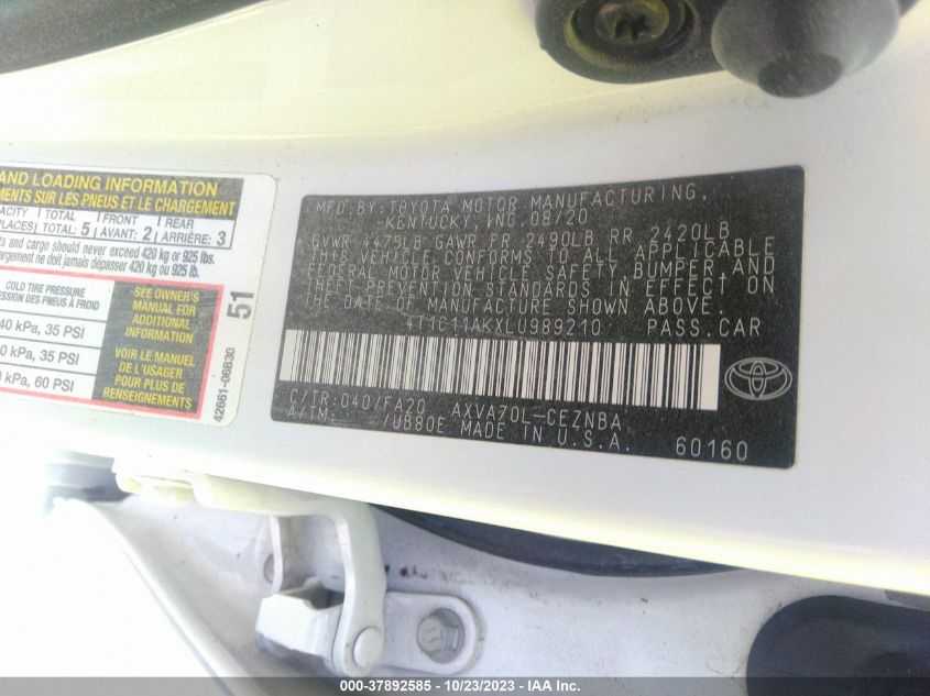 2020 TOYOTA CAMRY LE - 4T1C11AKXLU989210