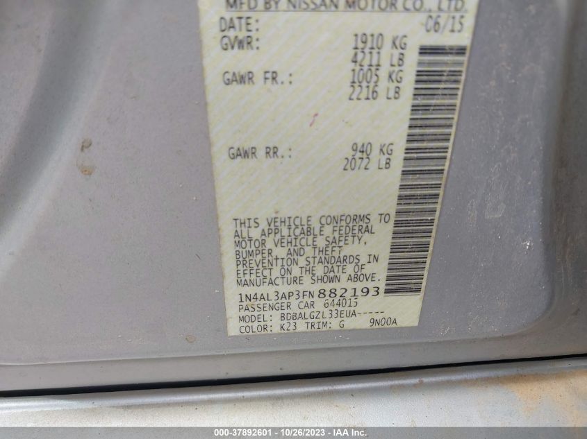 2015 NISSAN ALTIMA 2.5 - 1N4AL3AP3FN882193