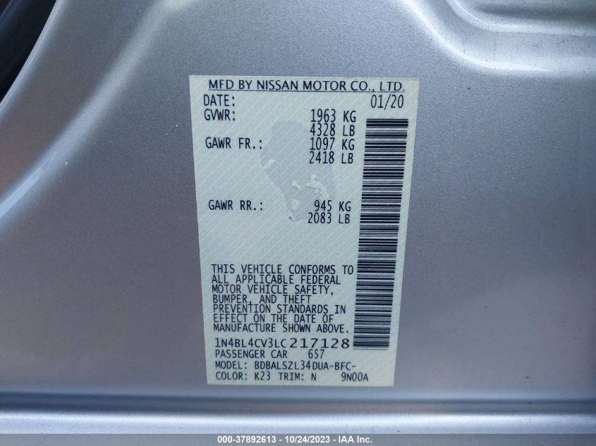 2020 NISSAN ALTIMA SR - 1N4BL4CV3LC217128