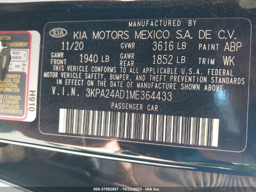 2021 KIA RIO S - 3KPA24AD1ME364433