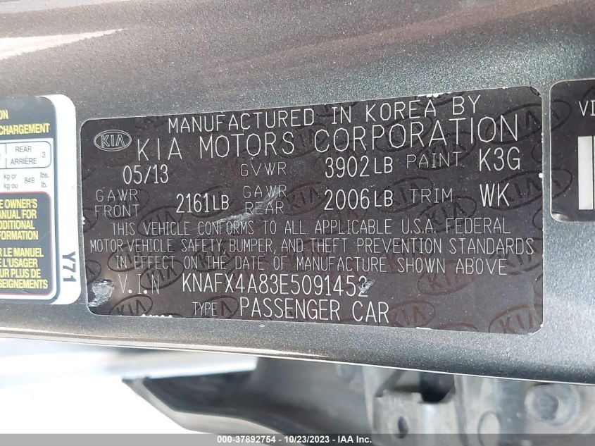 2014 KIA FORTE EX - KNAFX4A83E5091452