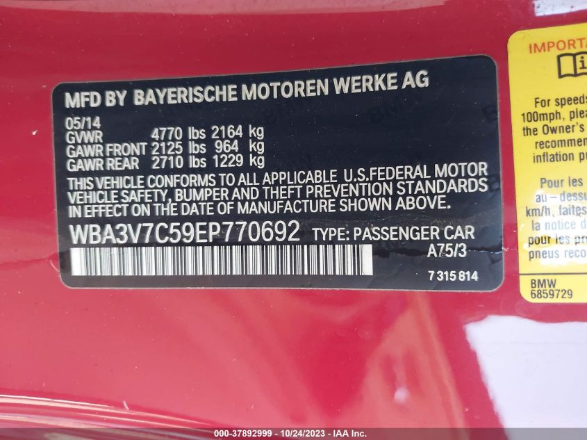 2014 BMW 428I WBA3V7C59EP770692