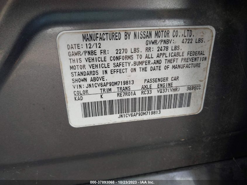 2013 INFINITI G37 SEDAN JOURNEY JN1CV6AP9DM719813