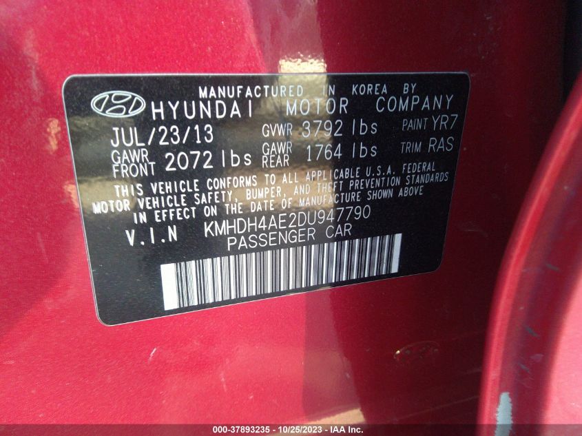 2013 HYUNDAI ELANTRA GLS - KMHDH4AE2DU947790