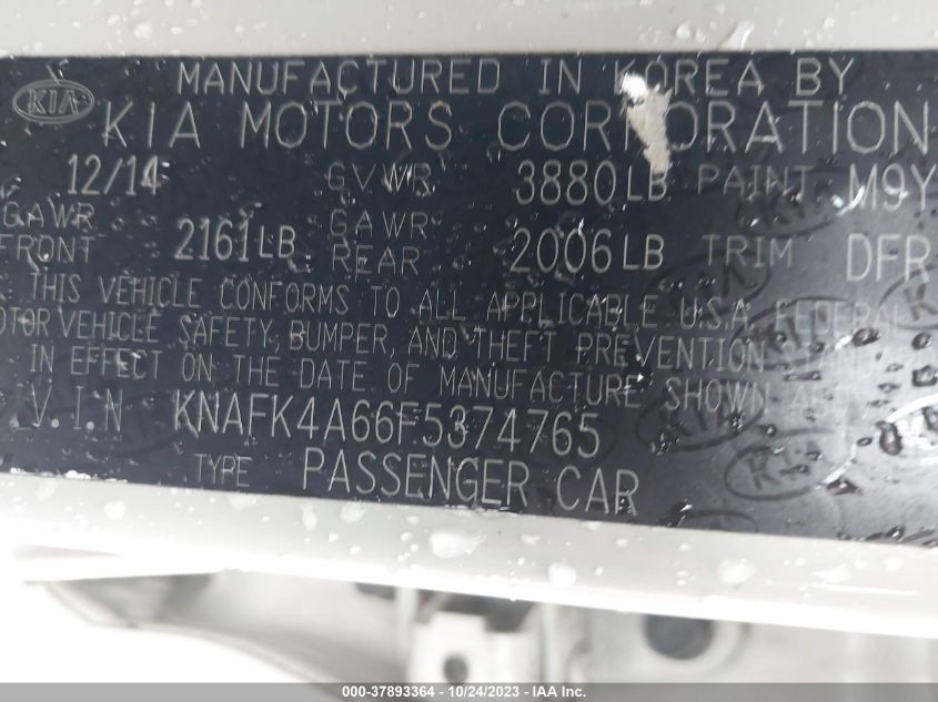 2015 KIA FORTE LX - 0KNAFK4A66F537476