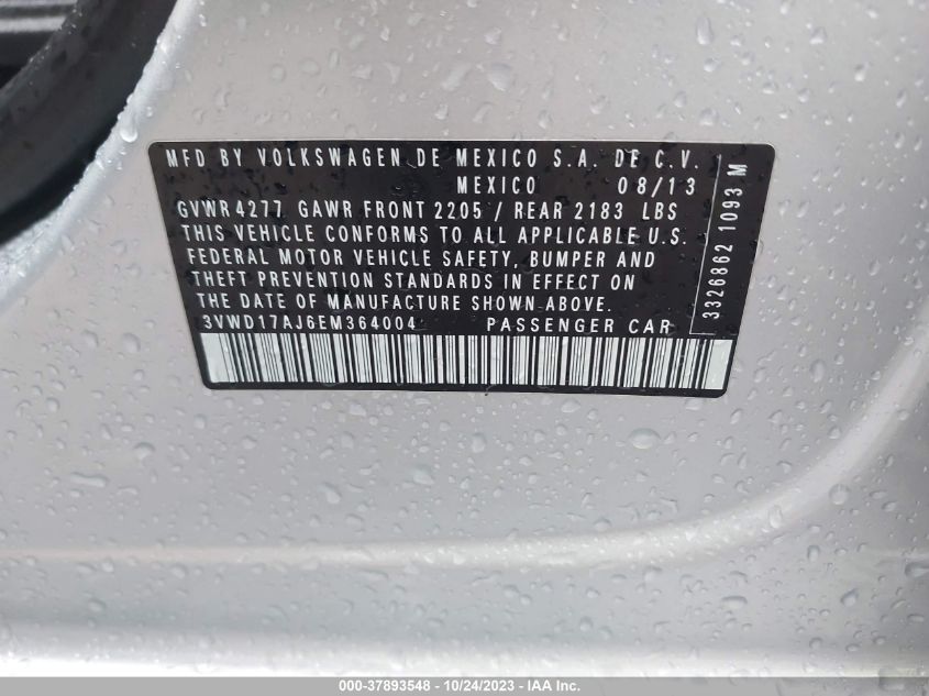 2014 VOLKSWAGEN JETTA SEDAN SE - 3VWD17AJ6EM364004