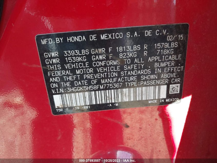 2015 HONDA FIT LX - 3HGGK5H58FM775367