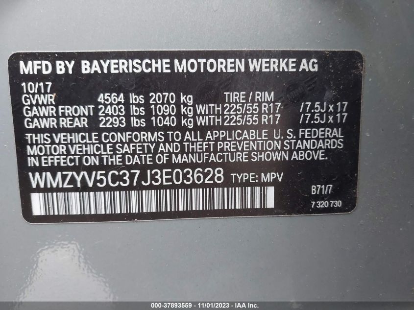 VIN WMZYV5C37J3E03628 2018 MINI COUNTRYMAN COOPER