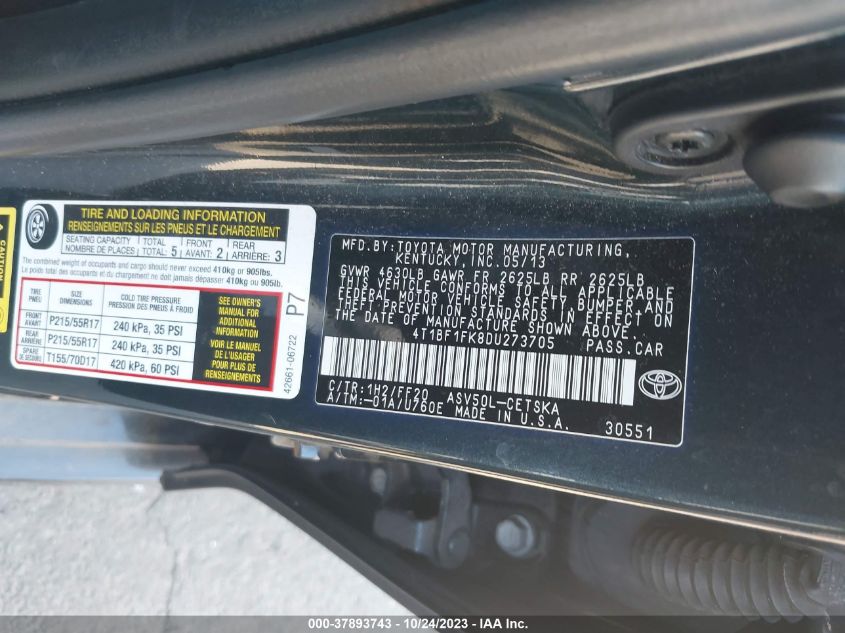 2013 TOYOTA CAMRY L/LE/SE/XLE - 4T1BF1FK8DU273705