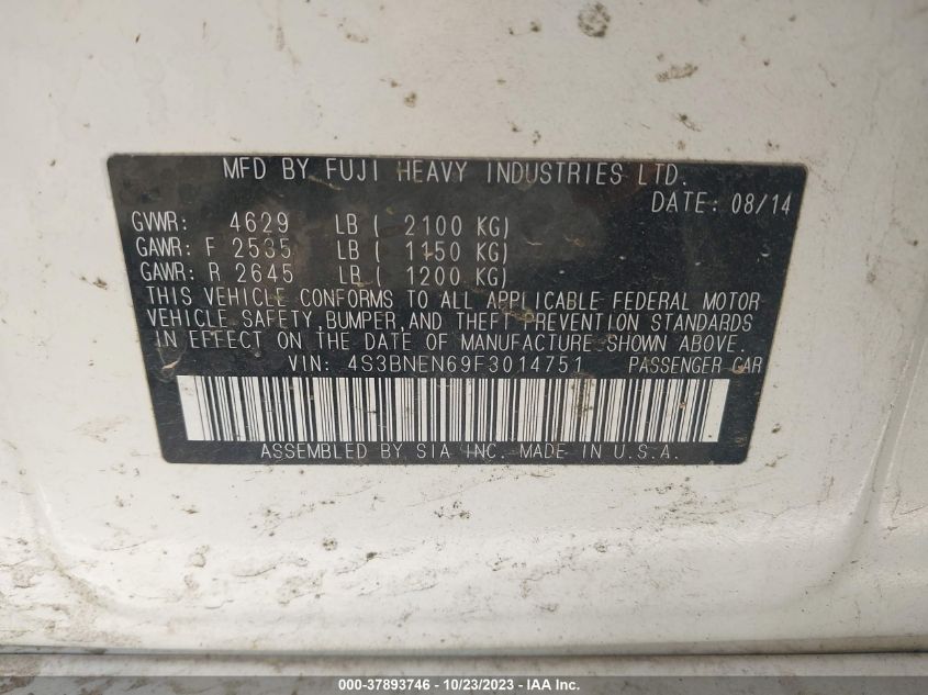 2015 SUBARU LEGACY 3.6R LIMITED - 4S3BNEN69F3014751