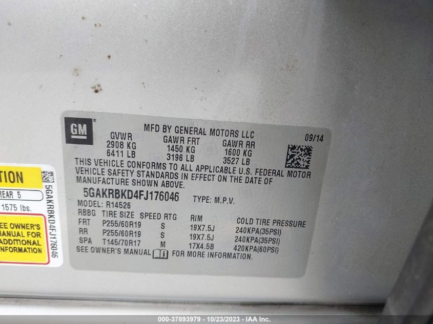 2015 BUICK ENCLAVE LEATHER - 5GAKRBKD4FJ176046