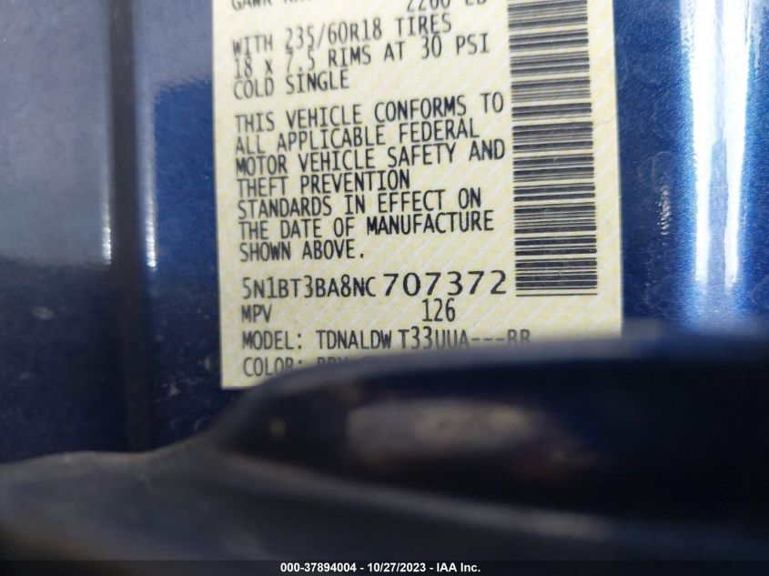 2022 NISSAN ROGUE SV - 5N1BT3BA8NC707372