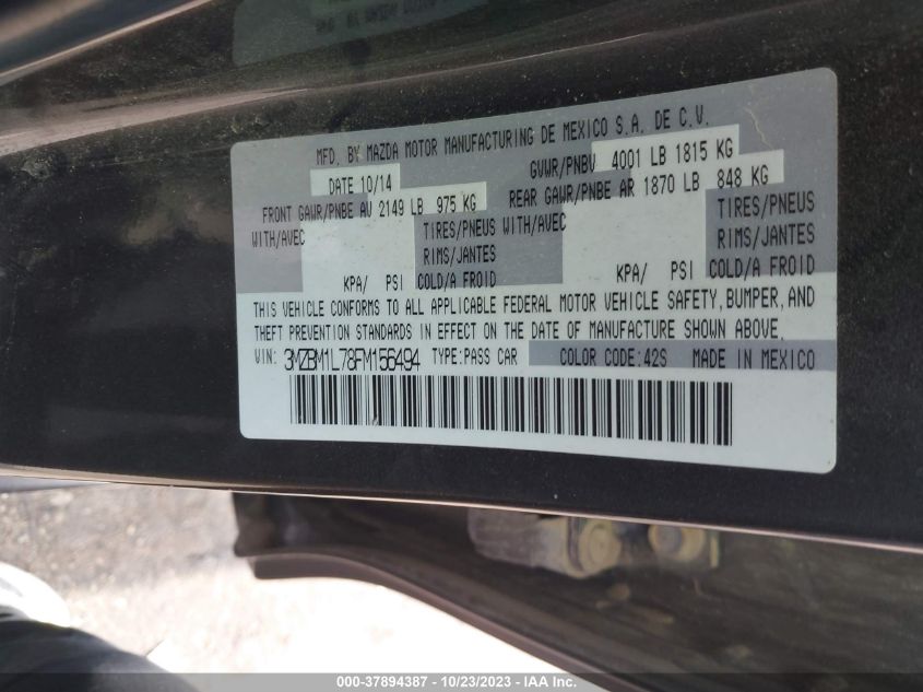 2015 MAZDA MAZDA3 I TOURING - 3MZBM1L78FM156494