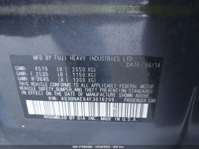 2015 SUBARU LEGACY 2.5I PREMIUM - 4S3BNAE64F3016299