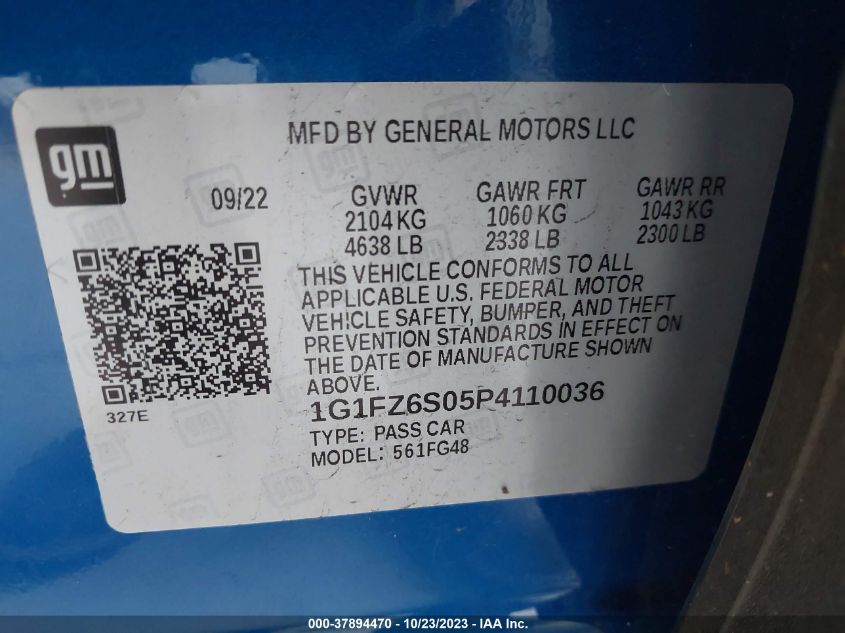 2023 CHEVROLET BOLT EUV PREMIER 1G1FZ6S05P4110036