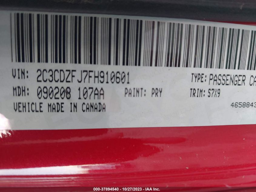 2015 DODGE CHALLENGER R/T SCAT PACK - 2C3CDZFJ7FH910601
