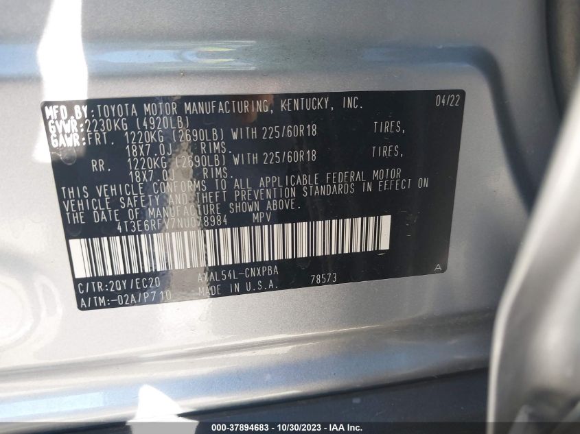 2022 TOYOTA RAV4 XSE - 4T3E6RFV7NU078984