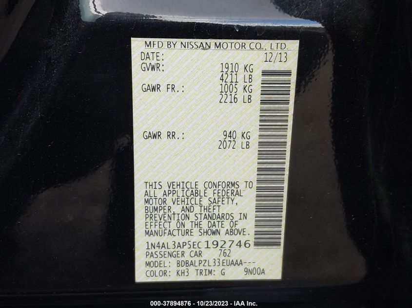2014 NISSAN ALTIMA 2.5 - 1N4AL3AP5EC192746