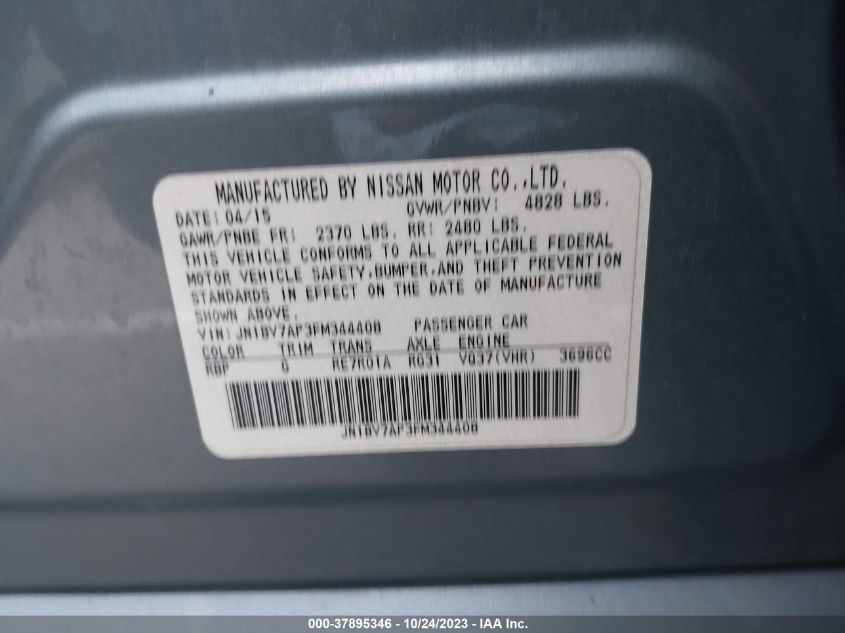 2015 INFINITI Q50 - JN1BV7AP3FM344408