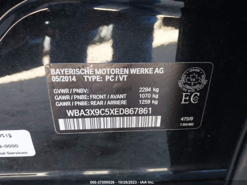 2014 BMW 3 SERIES GRAN TURISMO 335I XDRIVE - WBA3X9C5XED867861