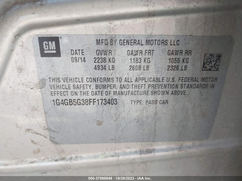 2015 BUICK LACROSSE LEATHER - 1G4GB5G38FF173403