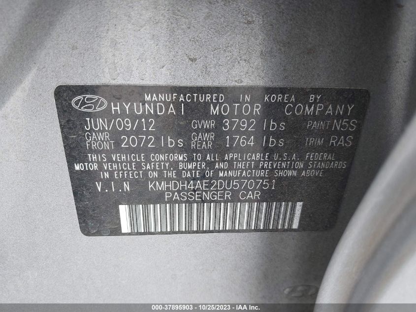 2013 HYUNDAI ELANTRA GLS/LIMITED - KMHDH4AE2DU570751