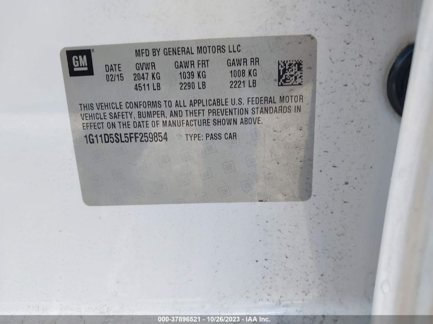 2015 CHEVROLET MALIBU LT - 1G11D5SL5FF259854