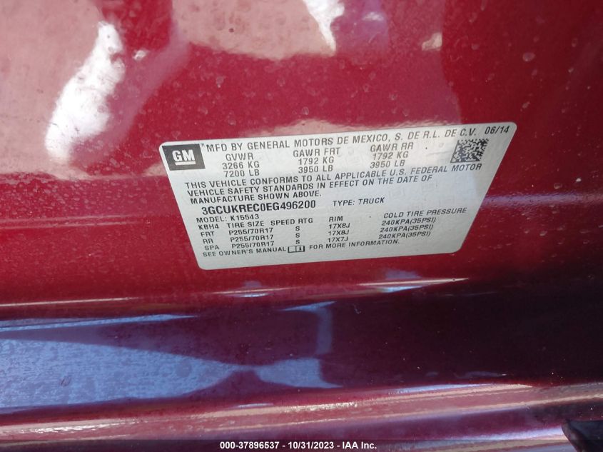 2014 CHEVROLET SILVERADO 1500 LT - 3GCUKREC0EG496200