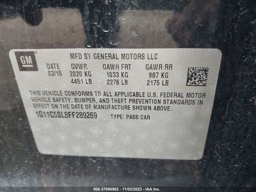 2015 CHEVROLET MALIBU LT - 1G11C5SL8FF289269