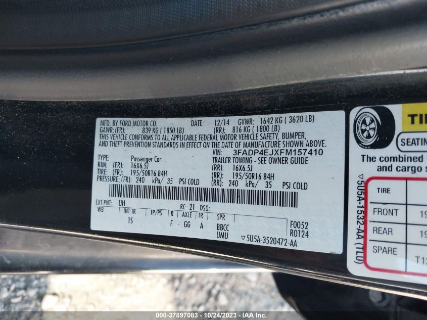 2015 FORD FIESTA SE - 3FADP4EJXFM157410