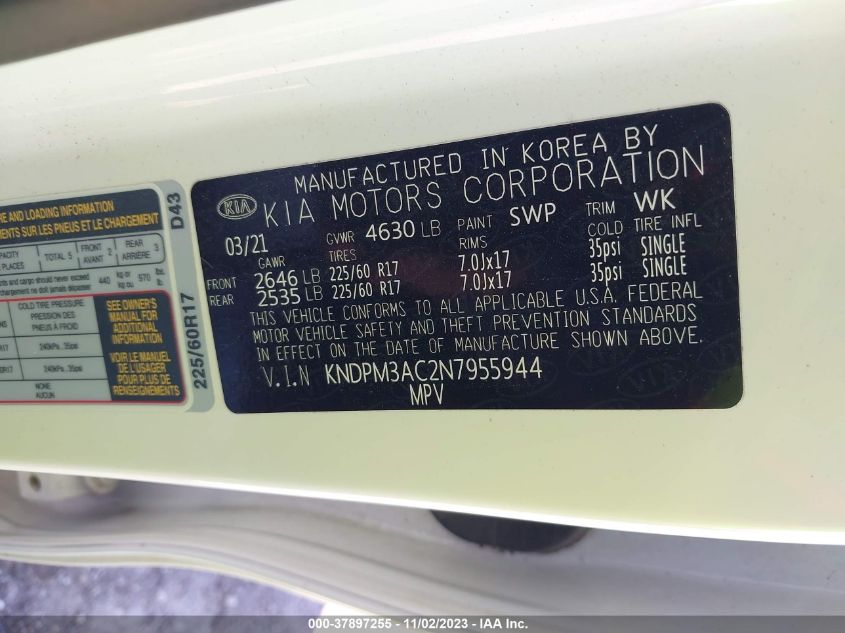 2022 KIA SPORTAGE LX - KNDPM3AC2N7955944