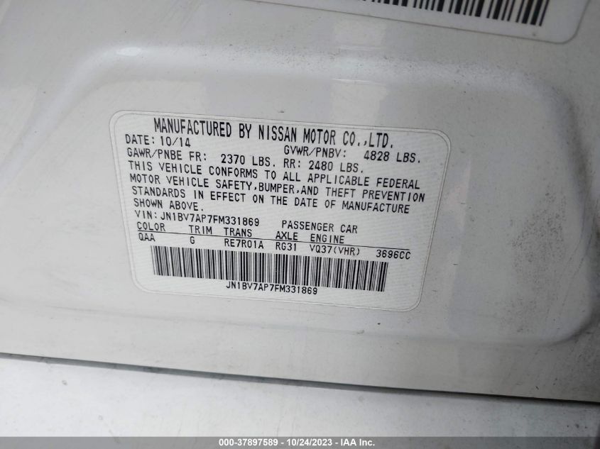 2015 INFINITI Q50 PREMIUM - JN1BV7AP7FM331869