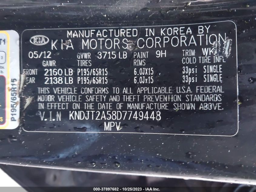 2013 KIA SOUL BASE - KNDJT2A58D7749448