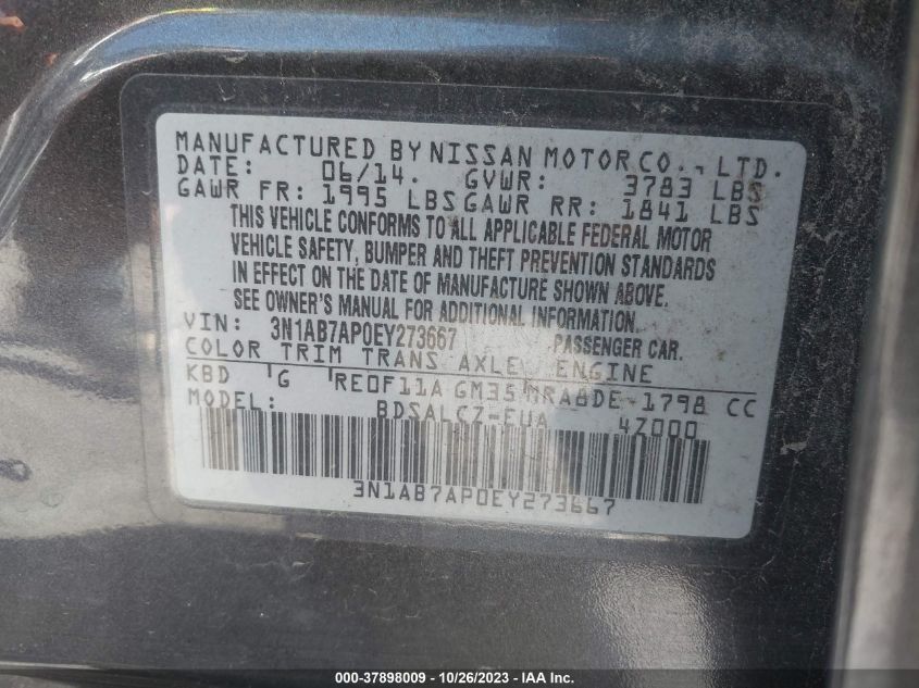 2014 NISSAN SENTRA S - 3N1AB7AP0EY273667