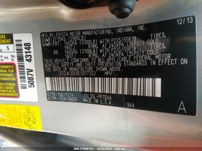 2014 TOYOTA SIENNA LE - 5TDJK3DC8ES077353