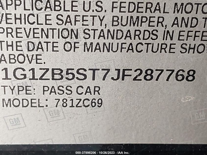 2018 CHEVROLET MALIBU LS - 1G1ZB5ST7JF287768